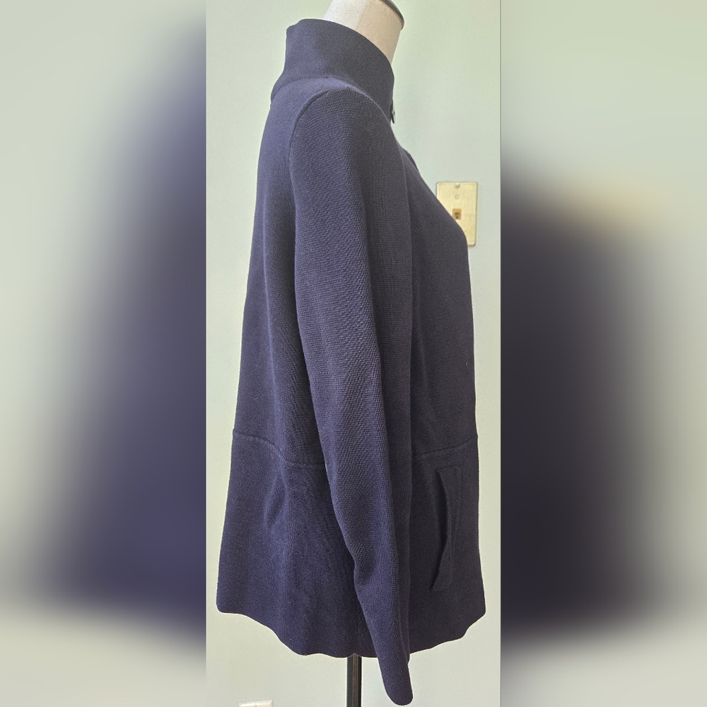 Talbots Navy Blue ribbed button-up cardigan/ spring jacket Petite sz 1XP - Picture 4 of 10